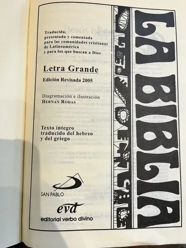 Biblia Latinoamericana Letra Grande C/indices / Verbo Divino