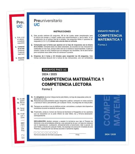 Set Ensayo Paes Forma 2 / Ediciones Uc