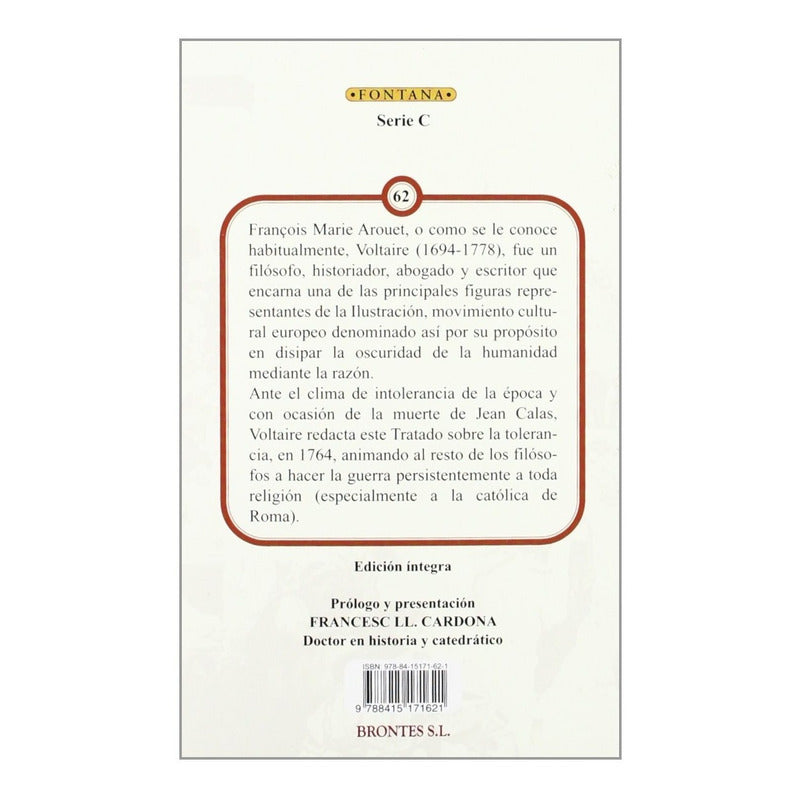 Tratado Sobre La Tolerancia / Voltaire