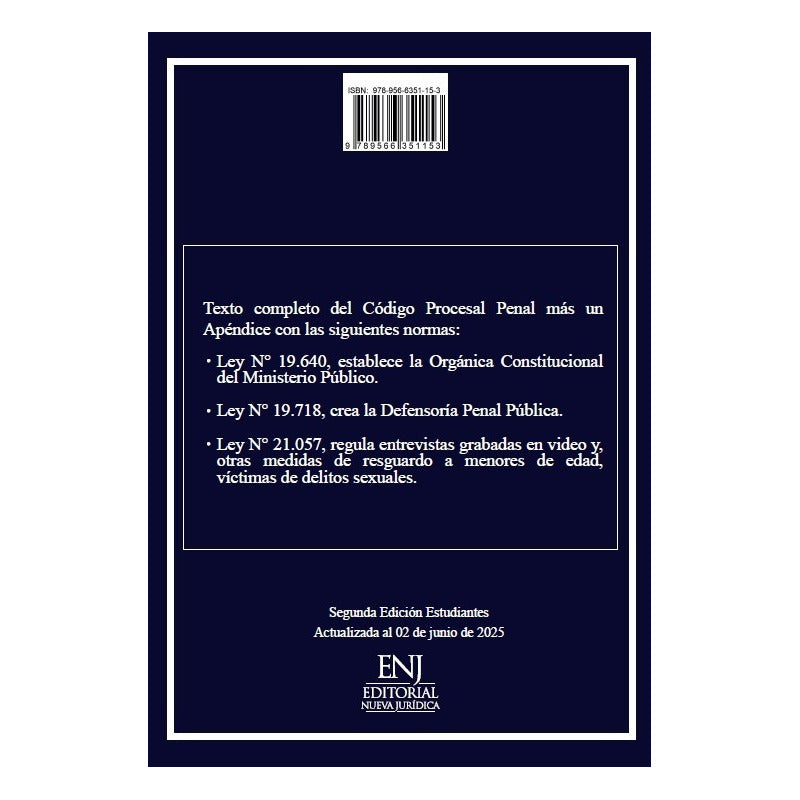 Codigo Procesal Penal Ed. Oficial Especial Para Estudiantes