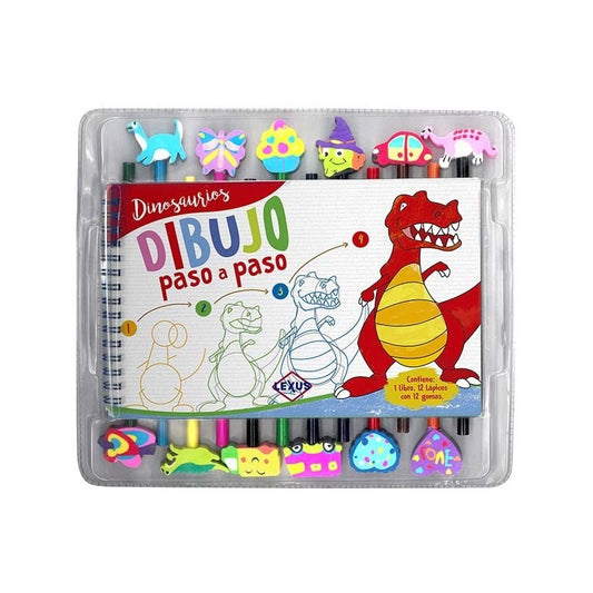 Dinosaurios Dibujo Paso A Paso (libro + Lápices) / Lexus