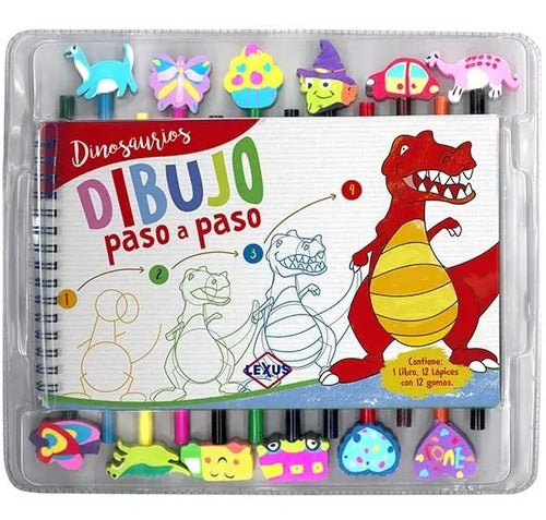 Dinosaurios Dibujo Paso A Paso (libro + Lápices) / Lexus
