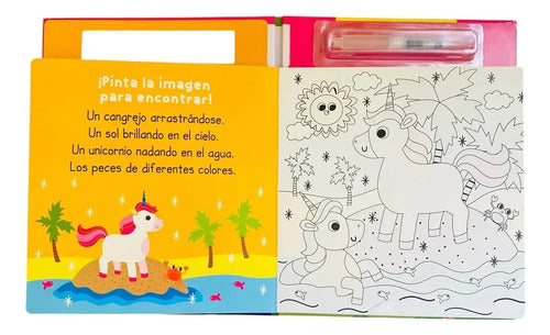 Busca Y Encuentra Unicornios Pintando Con Agua + Pincel