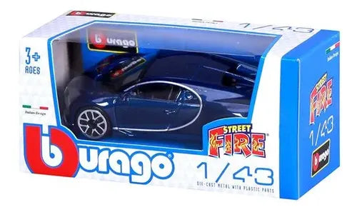 Auto Escala Bugatti Chiron 1:43 Azul Metalizado / Burago Azul