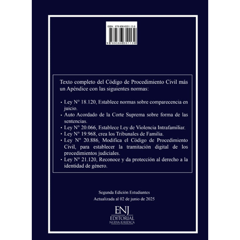Codigo De Procedimiento Civil Ed. Oficial Para Estudiantes