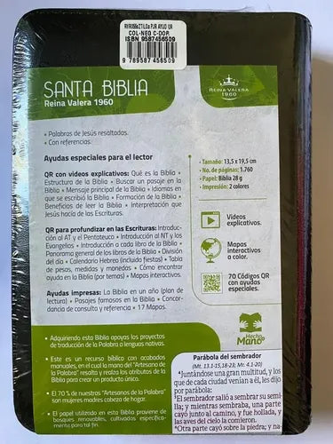 Santa Biblia Rvr 1960 Estuche Negro Canto Dorado Qr / Sbu