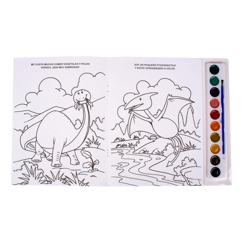 Dinosaurios Libro Con Acuarelas + Pincel / Lexus