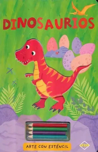 Dinosaurios Arte Con Esténcil + Lápices De Colores / Lexus