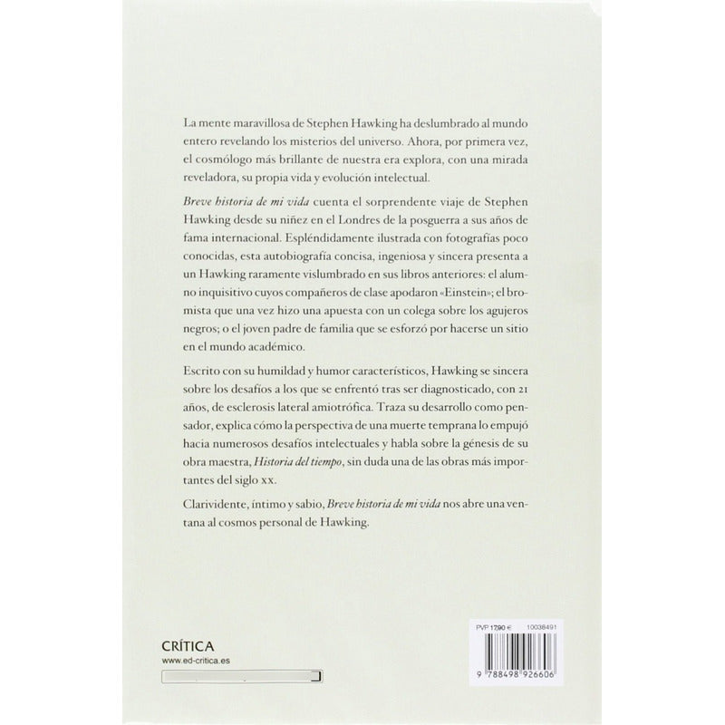 Breve Historia De Mi Vida / Stephen Hawking