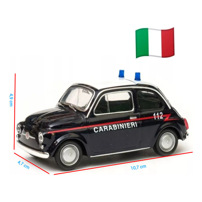 Auto De Colección Policía Fiat 500 Italia Carabinieri 1:36 Negro Carabinieri