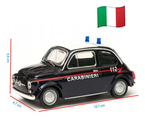 Auto De Colección Policía Fiat 500 Italia Carabinieri 1:36 Negro Carabinieri