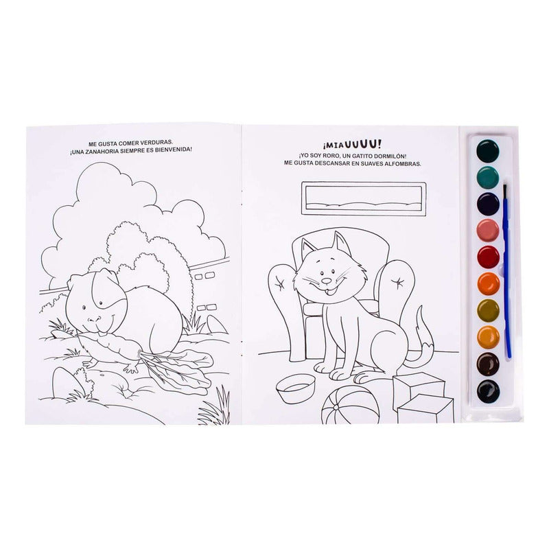 Mascotas Libro Con Acuarelas + Pincel  / Lexus