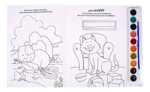 Mascotas Libro Con Acuarelas + Pincel  / Lexus