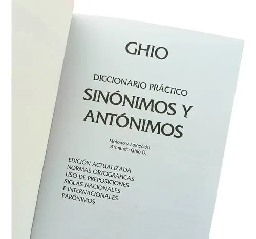 Diccionario Ghio Practico De Sinonimos Y Antonimos