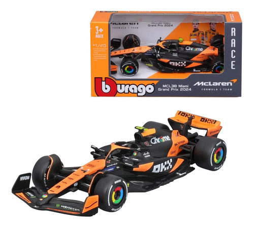 Lando Norris Mclaren Mcl38 Miami 1:43 Bburago Negro