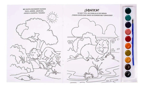 Mascotas Libro Con Acuarelas + Pincel  / Lexus