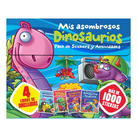 Mis Asombrosos Dinosaurios 4 Libros + De 1000 Stickers Lexus
