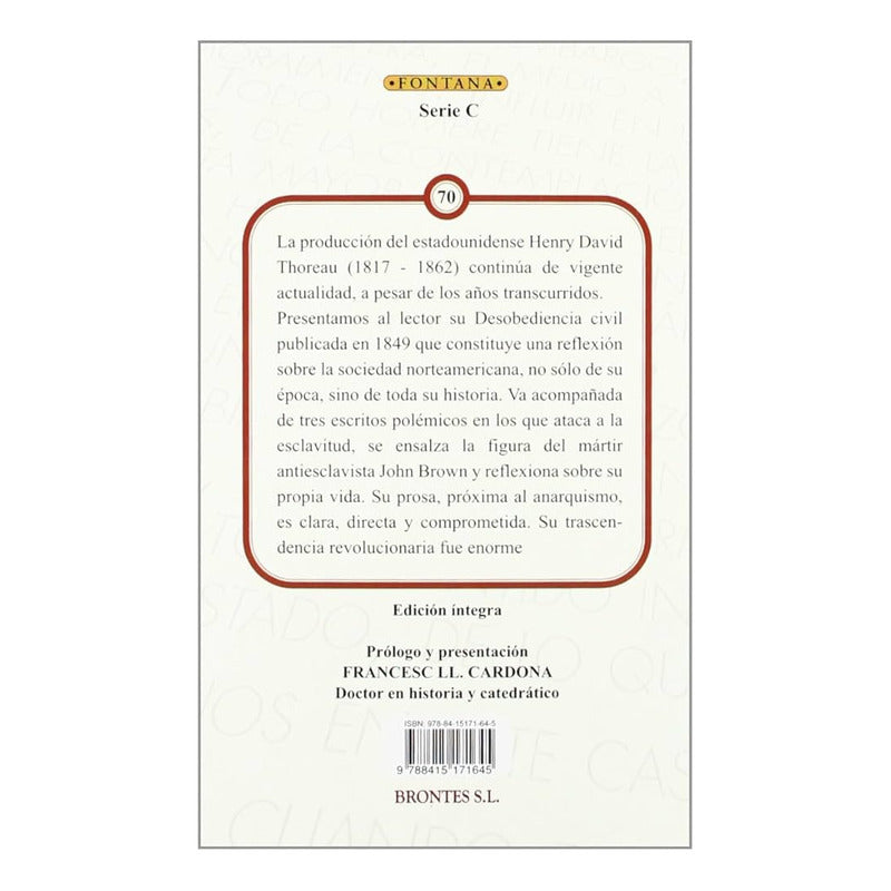 Desobediencia Civil Y Otros Textos / Henry David Thoreau