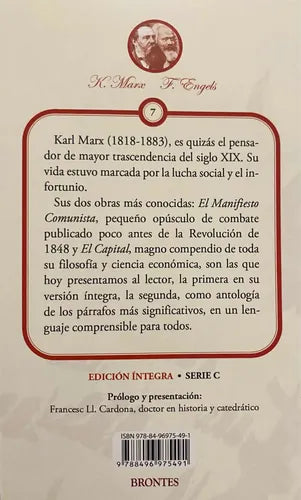 Manifiesto Comunista Y Antologia El Capital / Marx & Engels