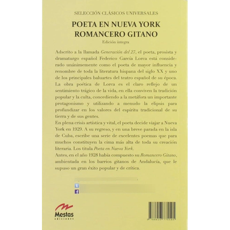 Poeta En Nueva York - Romancero Gitano / Garcia Lorca