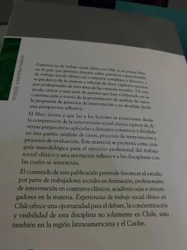 Experiencias De Trabajo Social Clínico En Chile / Ed. Uc