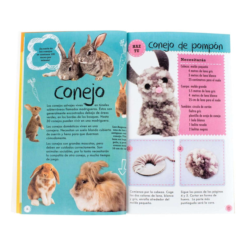 Pompón Mascotas Libro + Lanas, Fieltro, Moldes / Lexus