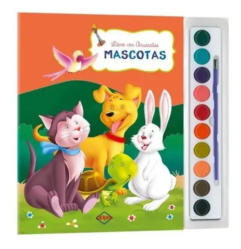 Mascotas Libro Con Acuarelas + Pincel  / Lexus